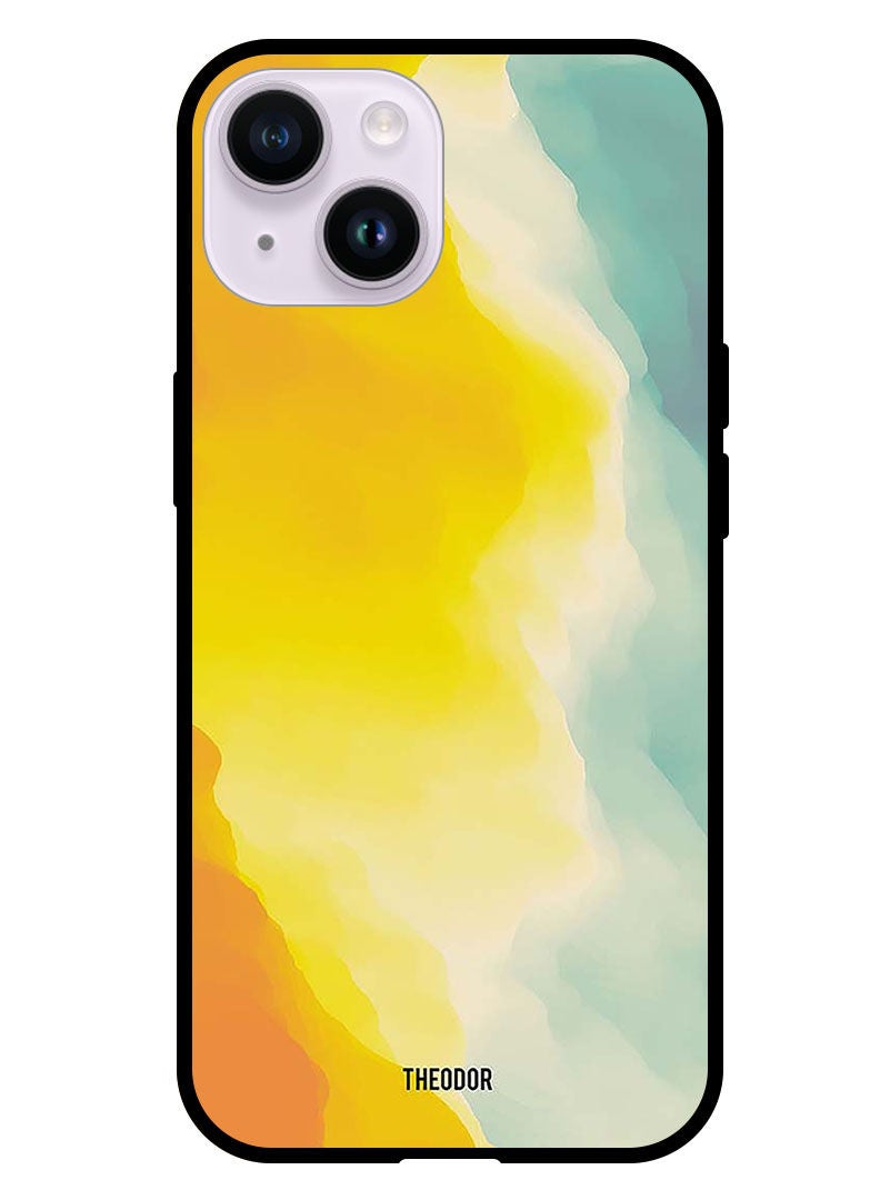 Theodor Protective Case Cover For Apple iPhone 14 6.1" 2022 Shades Of Blue Yellow Orange - Image 1