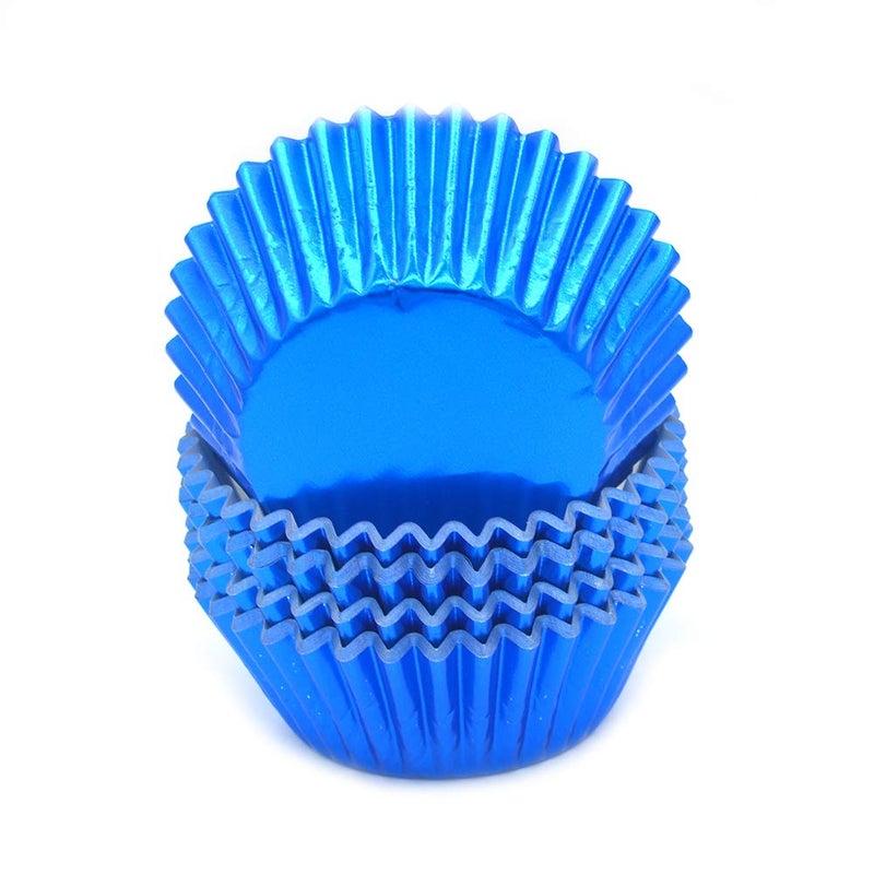 Mombake Standard Blue Foil Cupcake Liners Muffin Baking Cups for Party and More 100Count