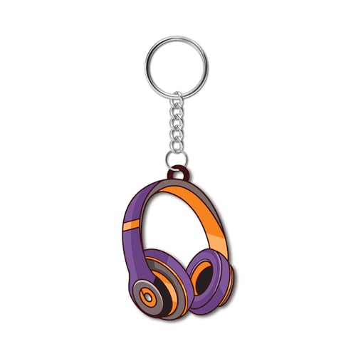 Bhai Please Headphone Wooden Keychain For Car, Bike, Office, Home (Pack Of 1) Multicolour Key Chain With Ring | Gift For Men, Women, Girls, Boys, Him And Her,Multi-Coloured - Image 1