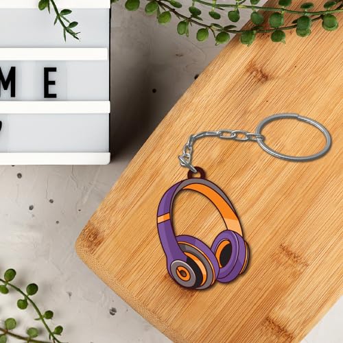 Bhai Please Headphone Wooden Keychain For Car, Bike, Office, Home (Pack Of 1) Multicolour Key Chain With Ring | Gift For Men, Women, Girls, Boys, Him And Her,Multi-Coloured - Image 2