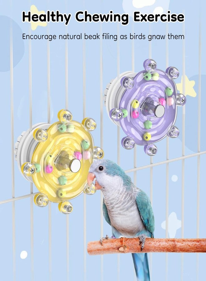 باوفلي مجموعة ألعاب Pawfly للطيور، قطعتان، مناسبة للببغاوات الصغيرة، تتضمن عجلة دوارة ملونة للمضغ، وألعاب تفاعلية دوارة مع خشخيشة، وألعاب للكوكاتيل، وألعاب للببغاوات الصغيرة، وملحقات لأقفاص الطيور للتسلية والمضغ والتمرين. - Image 5