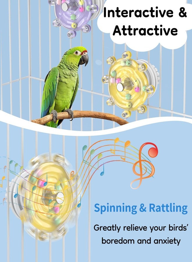 باوفلي مجموعة ألعاب Pawfly للطيور، قطعتان، مناسبة للببغاوات الصغيرة، تتضمن عجلة دوارة ملونة للمضغ، وألعاب تفاعلية دوارة مع خشخيشة، وألعاب للكوكاتيل، وألعاب للببغاوات الصغيرة، وملحقات لأقفاص الطيور للتسلية والمضغ والتمرين. - Image 4