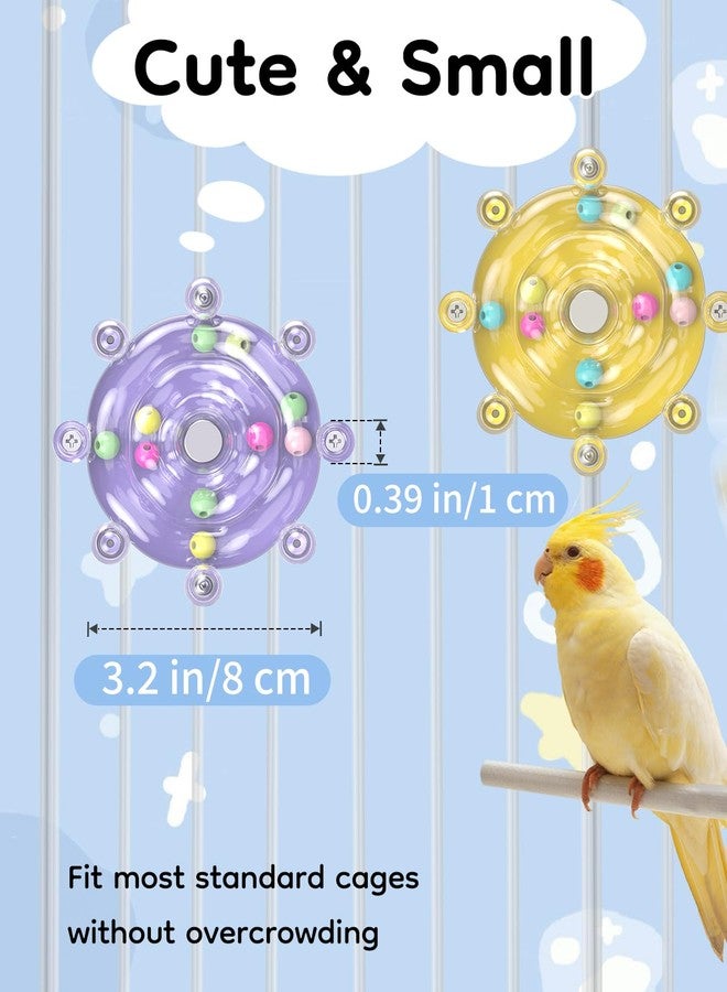 باوفلي مجموعة ألعاب Pawfly للطيور، قطعتان، مناسبة للببغاوات الصغيرة، تتضمن عجلة دوارة ملونة للمضغ، وألعاب تفاعلية دوارة مع خشخيشة، وألعاب للكوكاتيل، وألعاب للببغاوات الصغيرة، وملحقات لأقفاص الطيور للتسلية والمضغ والتمرين. - Image 2