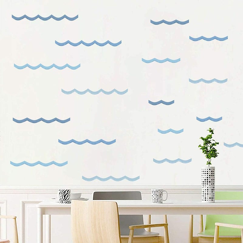 Easu Ocean Waves Wall Decals  Kids Room Decor  Peel  Stick Removable Stickers - Image 1