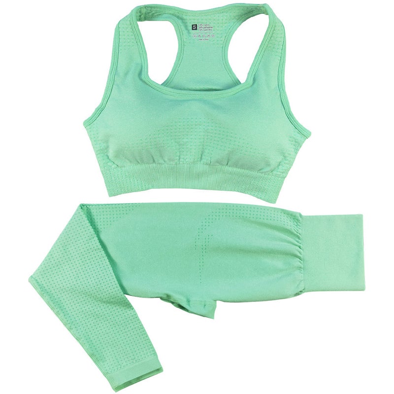 Seamless Knit Polka Dot Activewear Set for Women Black  - Image 4