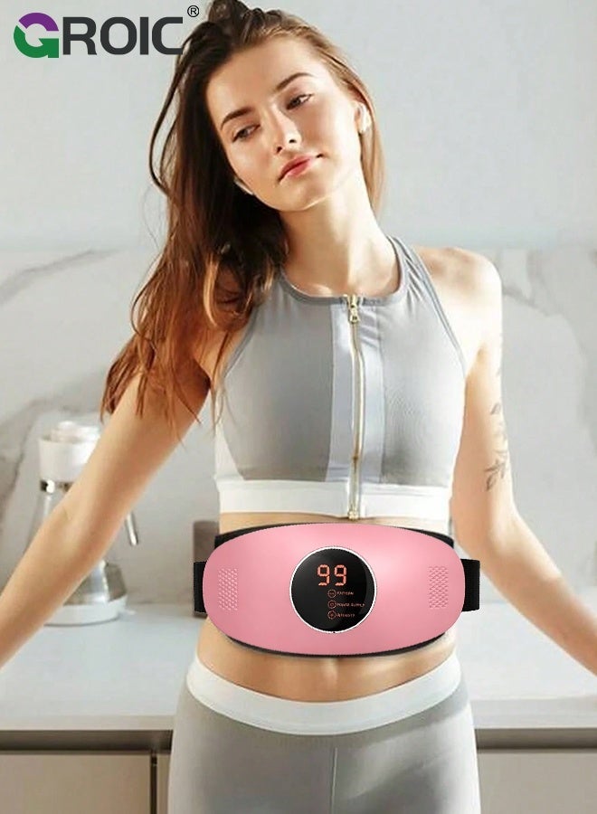 GROIC Slimming Belt, Abdominal Massager Portable Weight Loss Machine with 3 Vibration Massage Modes, Heating, Improve Blood Flow,Heating Pad for Back Pain(Pink) - Image 5