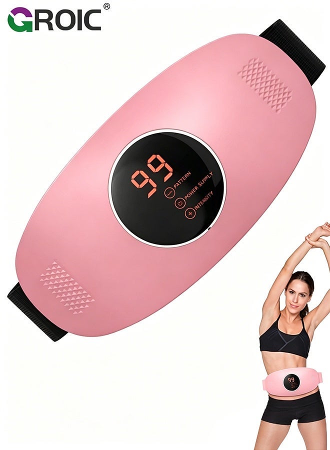 GROIC Slimming Belt, Abdominal Massager Portable Weight Loss Machine with 3 Vibration Massage Modes, Heating, Improve Blood Flow,Heating Pad for Back Pain(Pink) - Image 1