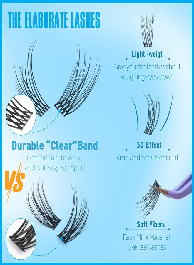 Geeneiya Clear Band Natural Lash Clusters Wispy Cat Eye Lash Extension C Curl Cluster Eyelash Extensions Invisible Cluster Lashes 180Pcs Individual Eyelashes by Geeneiya - Image 2