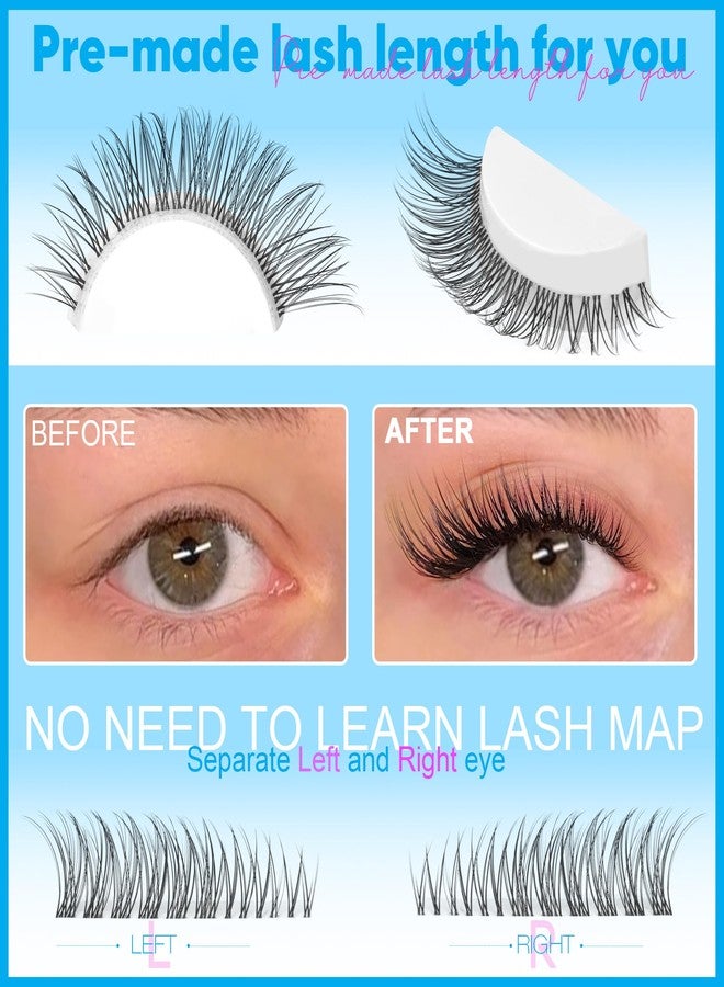 Geeneiya Clear Band Natural Lash Clusters Wispy Cat Eye Lash Extension C Curl Cluster Eyelash Extensions Invisible Cluster Lashes 180Pcs Individual Eyelashes by Geeneiya - Image 3