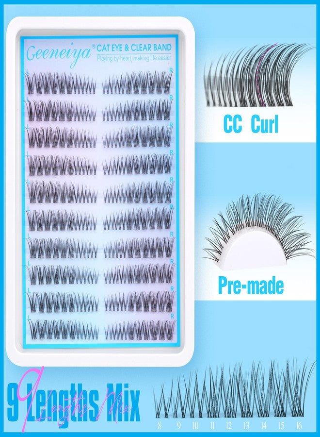 Geeneiya Clear Band Natural Lash Clusters Wispy Cat Eye Lash Extension C Curl Cluster Eyelash Extensions Invisible Cluster Lashes 180Pcs Individual Eyelashes by Geeneiya - Image 4