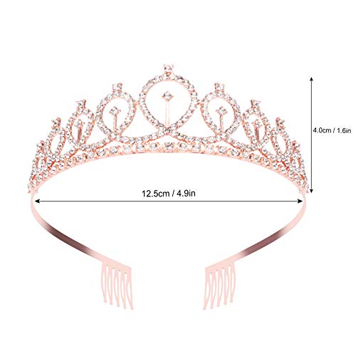 CAVETEE Birthday Crown and Sash for Women - Rose Gold Rhinestone Tiara Set and Sash for Decorations - Image 4