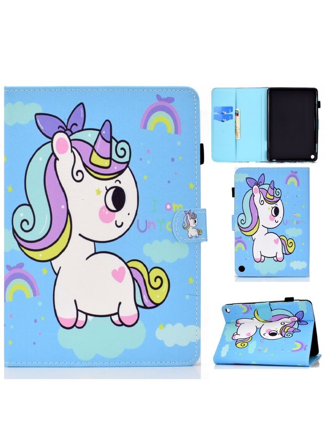 HuHa Case Cover Painted Pattern TPU Horizontal Flip Leather Protective Case For Kindle Fire HD 8 2020 Rainbow Unicorn 