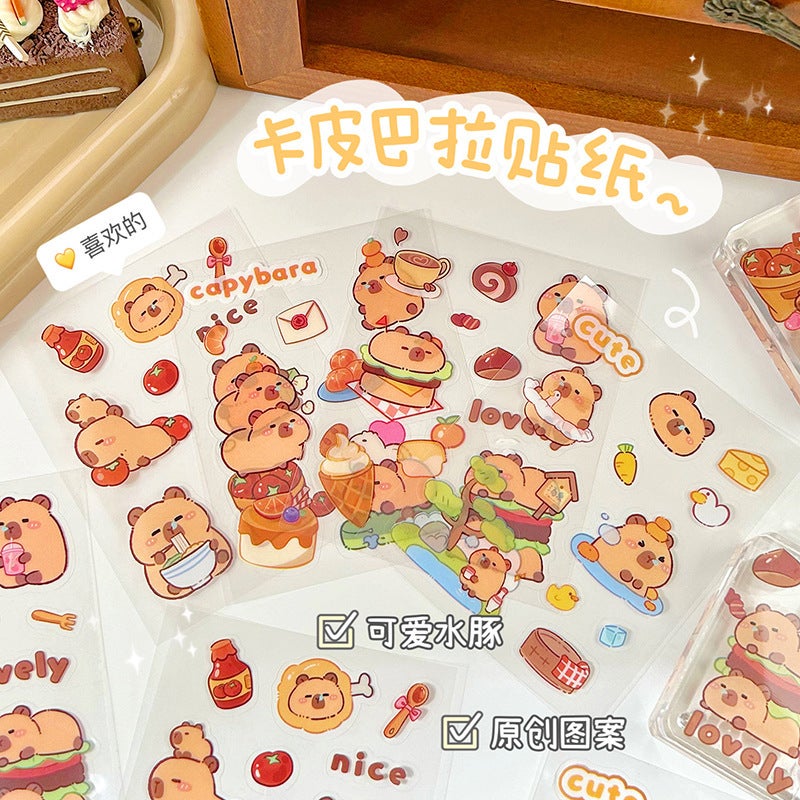 Capybara Stickers: Waterproof Durable Finish - Whimsical Cartoon Designs Journal Stickers for Students DIY Lovers - Image 2