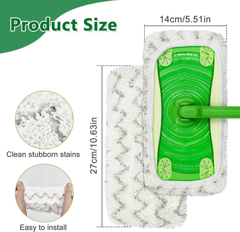 GFRED Mop Pads Compatible with Swiffer Sweeper Mop (Green & Gray, 4 Pack Elastic Pads for Sweeper (2 Green & 2 Gray)) - Image 3