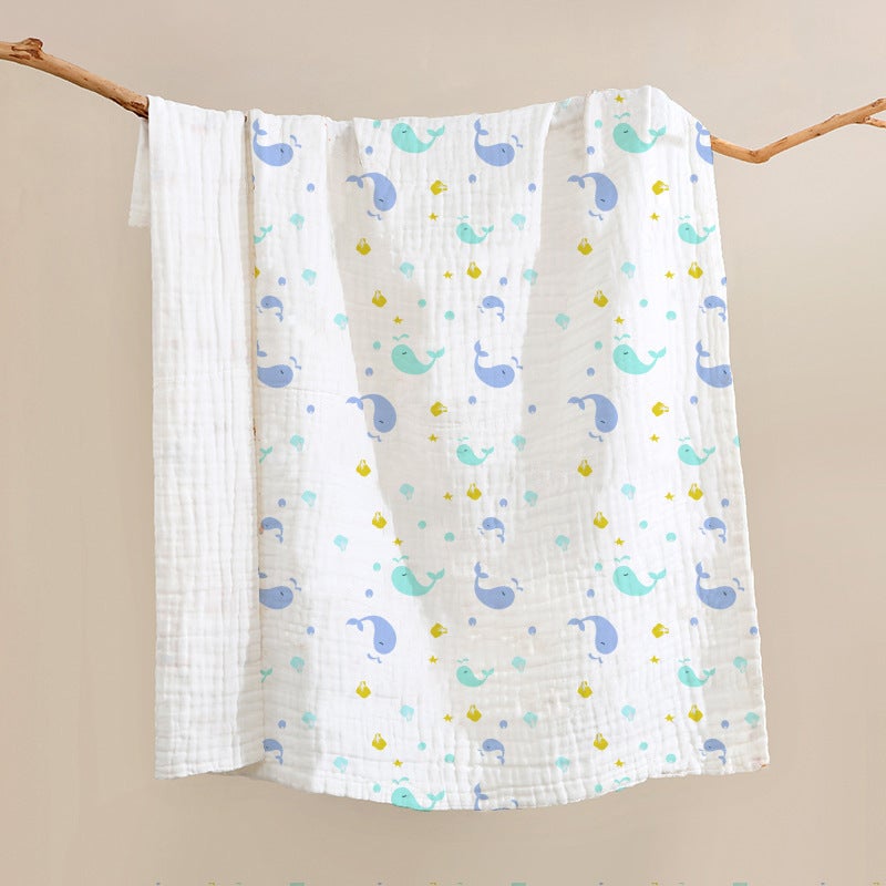 Pure Cotton Gauze Baby Bath Towel 6-Layer High-Density 110x110cm Infant Swaddle Blanket