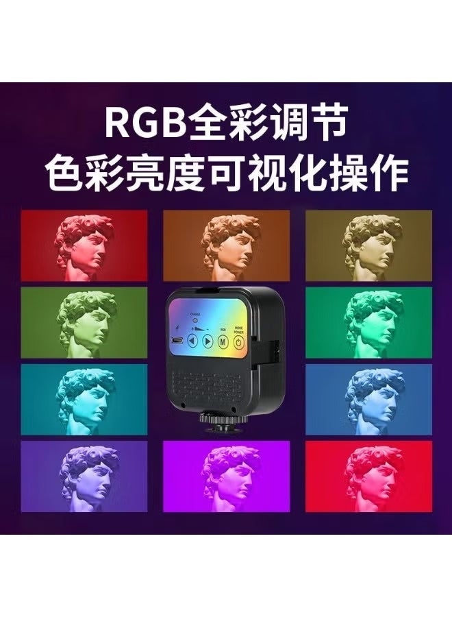 مصباح فيديو LED صغير بتقنية RGB، مصباح حلقي لاسلكي قابل لإعادة الشحن مخصص للمكياج والفيديوهات والبث المباشر والاستوديو (طراز AY-72) - Image 5