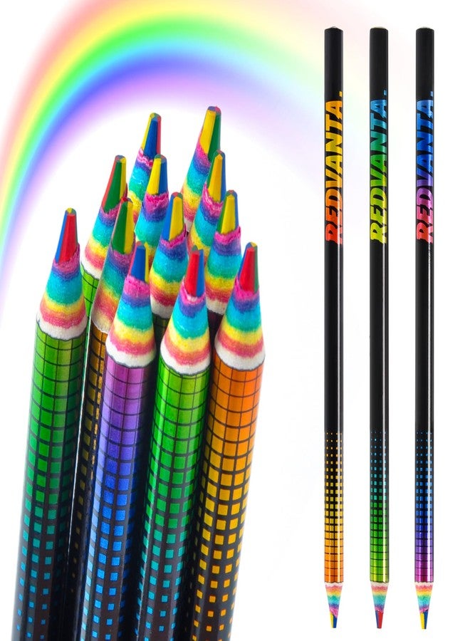 REDVANTA Easter Basket Stuffers, Rainbow Colored Pencils for Kids, Gifts for Girls, Art Supplies for Coloring, Drawing, Shading, 12 Count - Image 1