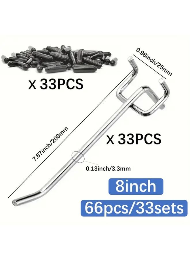 66pcs 8 Inch Heavy Duty Stainless Steel Pegboard Hooks Wall Mounted Garage Tool Storage - Image 1