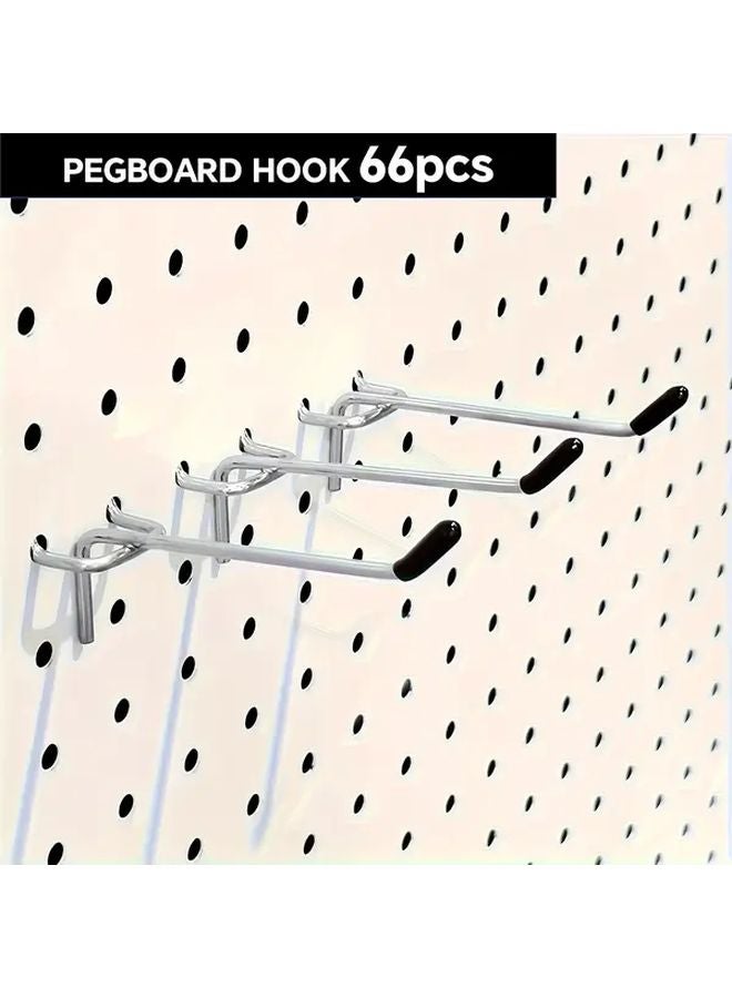 66pcs 8 Inch Heavy Duty Stainless Steel Pegboard Hooks Wall Mounted Garage Tool Storage - Image 2