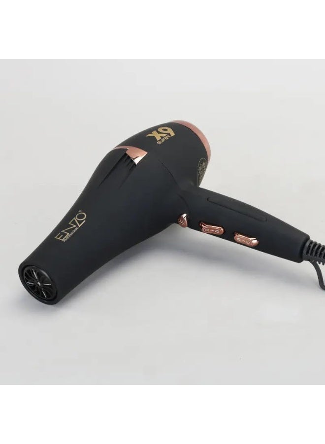 ENZO Professional مجفف شعر إنزو EN-8898 الاحترافي عالي السرعة - مفتاح الهواء البارد، تقنية الأيونات السلبية، ضوضاء منخفضة، وتصميم خفيف الوزن للاستخدام في الصالونات والمنزل -... - Image 2