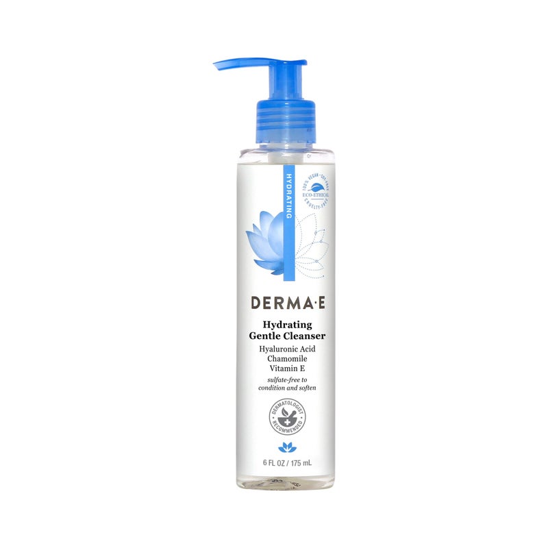 derma-e Derma E Hydrating Gentle Cleanser with Hyaluronic Acid â€“ Moisturizing Facial Cleanser Tones, Moisturizes & Improves Skin Texture â€“ Gently Exfoliating Face Wash, 6 fl oz - Image 1