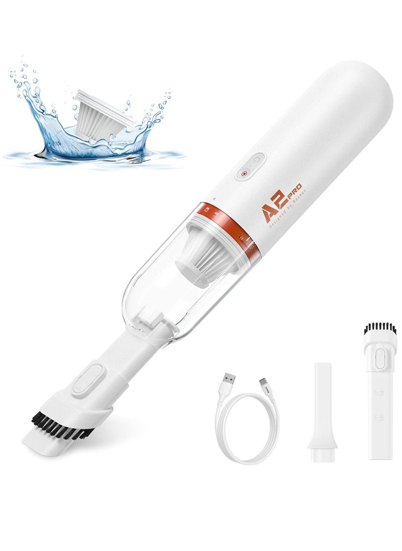 Baseus Handheld Vacuum Cleaner, Cordless Rechargeable Car Vacuum with Ultra Low Noise and Type-C Fast Charging in 3 Hours, Mini Handheld Vacuum, Small Dust Remover for Dog/Cat Hair, Keyboard, Car (White)  - Image 1