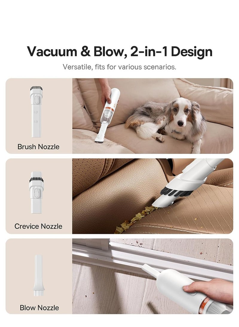 Baseus Handheld Vacuum Cleaner, Cordless Rechargeable Car Vacuum with Ultra Low Noise and Type-C Fast Charging in 3 Hours, Mini Handheld Vacuum, Small Dust Remover for Dog/Cat Hair, Keyboard, Car (White)  - Image 4