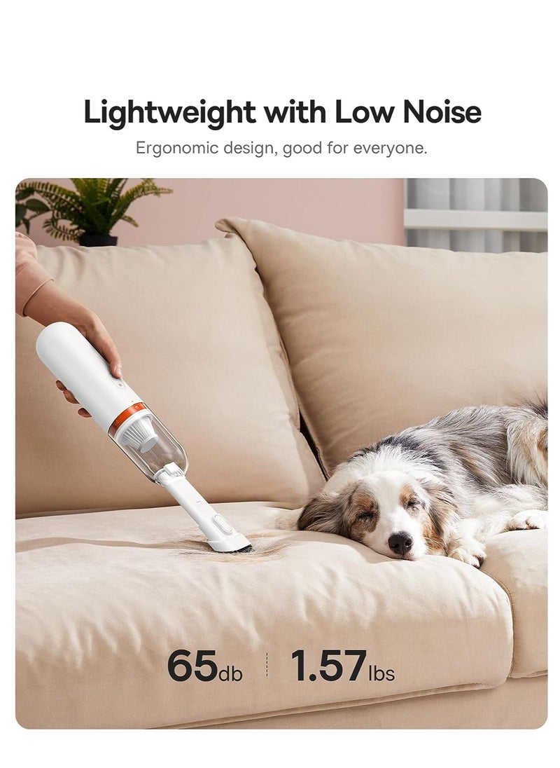 Baseus Handheld Vacuum Cleaner, Cordless Rechargeable Car Vacuum with Ultra Low Noise and Type-C Fast Charging in 3 Hours, Mini Handheld Vacuum, Small Dust Remover for Dog/Cat Hair, Keyboard, Car (White)  - Image 3