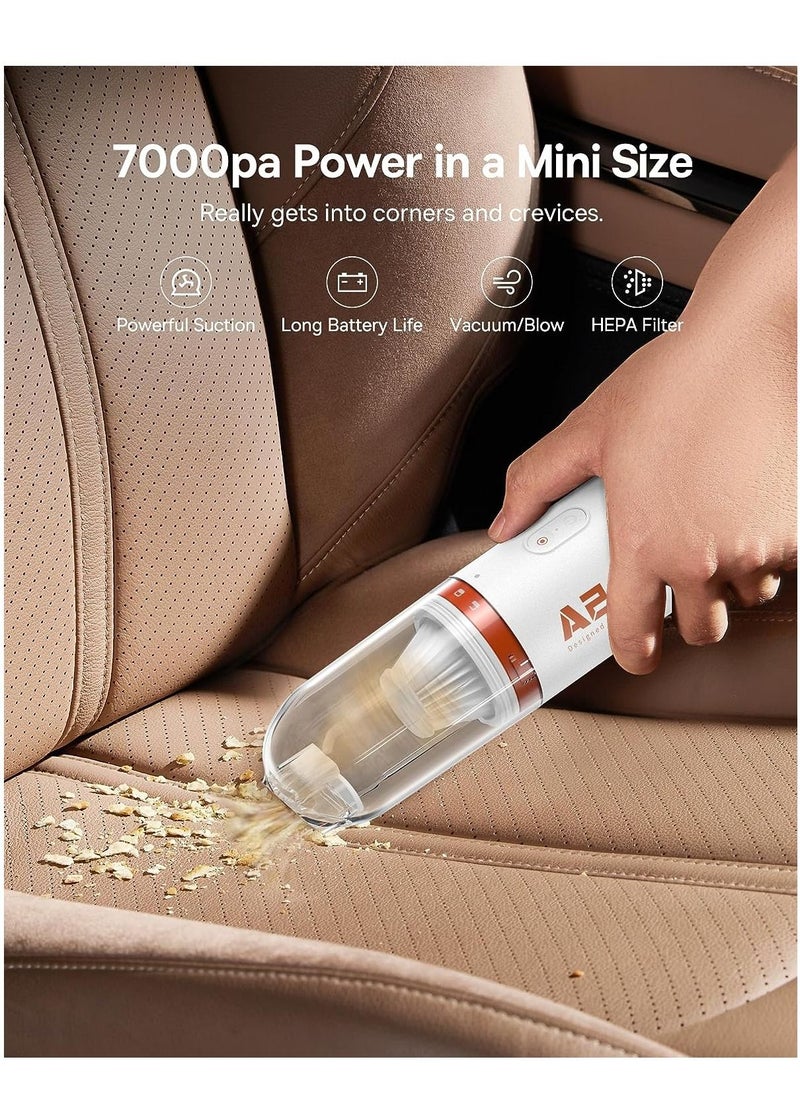 Baseus Handheld Vacuum Cleaner, Cordless Rechargeable Car Vacuum with Ultra Low Noise and Type-C Fast Charging in 3 Hours, Mini Handheld Vacuum, Small Dust Remover for Dog/Cat Hair, Keyboard, Car (White)  - Image 2