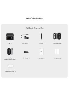 دي دي باي كاميرا تابلوه أمامية وخلفية 4K 2160P+1080P IPS 3 يوصة بطاقة ذاكرة اي ام ام سي 32G ونظام تحديد مواقع من دي دي بي ايه اي، رؤية ليلية 24 ساعة مراقبة موقف سيارات 5G واي فاي ADAS تحكم تطبيق 512G، Z60  - Image 3