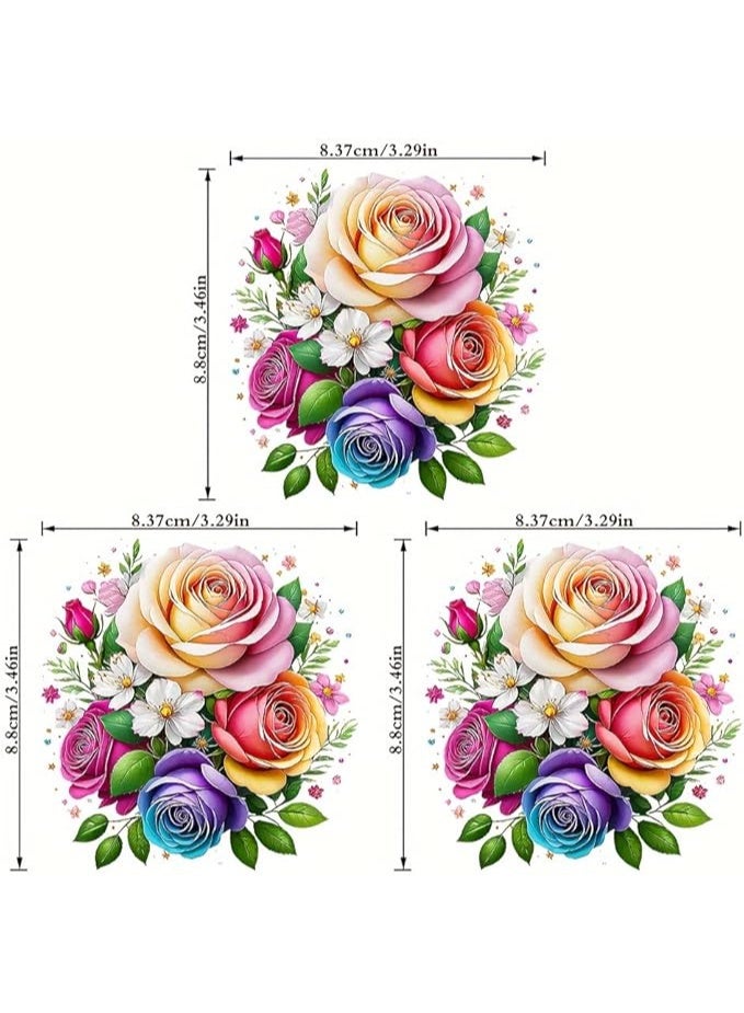 My souq Colorful Rose Bouquet Applique Patch - Heat Transfer Vinyl Iron-on Decal for Apparel & DIY Fashion. - Image 1