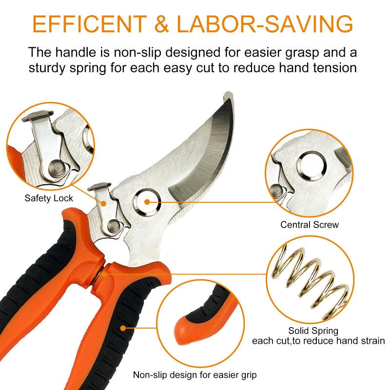 lengnoyp Pruning Shears, 4 Pack Garden Shears with Gardening gloves, Clippers Handheld, Stainless Steel Garden Snips, Lengnoyp Pruners for Gardening - Image 3