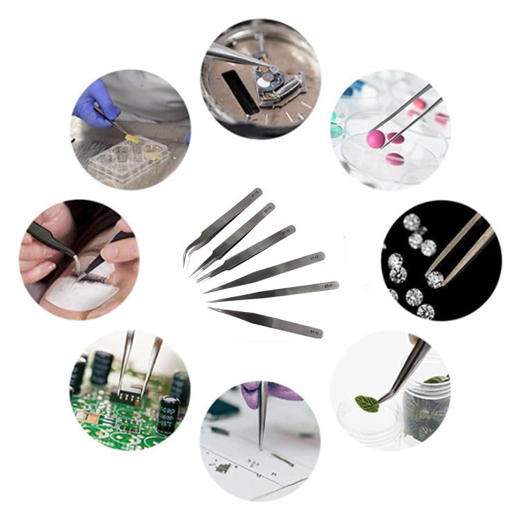 Global Static Solutions 5 Pcs Tweezers Set ESD Anti Static for Electronic Repairing Work  - Image 4