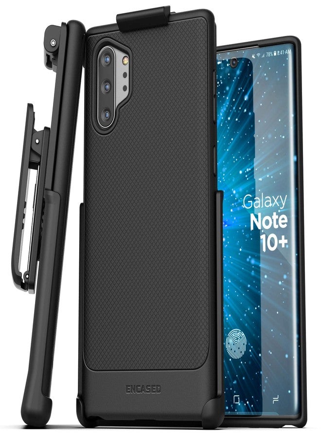 Encased Galaxy Note 10 Plus Belt Clip Case (Thin Armor) Slim Grip Cover with Holster (Samsung Note 10+) Black - Image 1