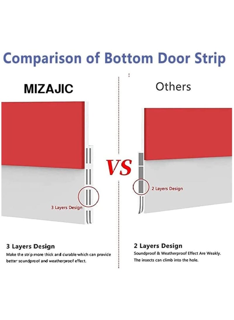 مزاجك مسودة الباب سدادة الباب السفلية للأبواب الخارجية والداخلية مانع للحشرات والغبار والضوضاء وتجريد الطقس 2 عرض × 39 طول بوصة أبيض - Image 2