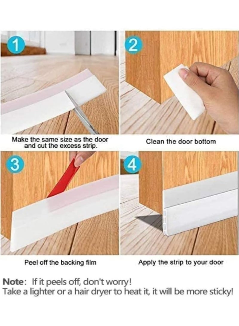 مزاجك مسودة الباب سدادة الباب السفلية للأبواب الخارجية والداخلية مانع للحشرات والغبار والضوضاء وتجريد الطقس 2 عرض × 39 طول بوصة أبيض - Image 5