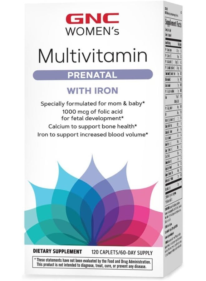 GNC صيغة ما قبل الولادة للنساء مع الحديد - 120 قرصًا - Image 1