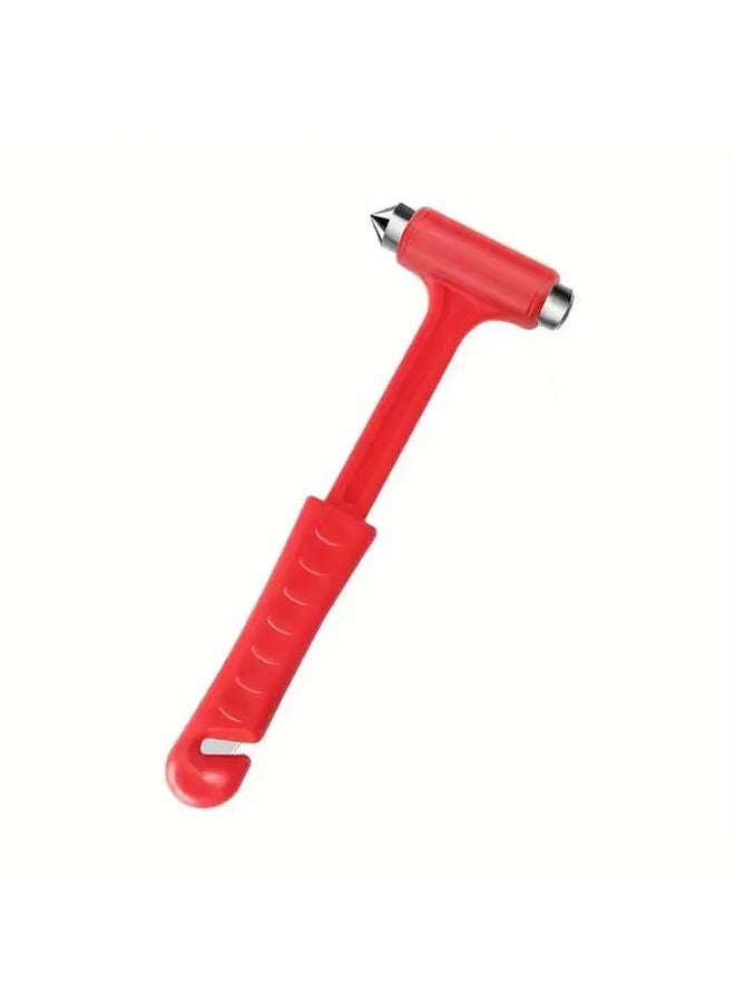 Red Heavy Duty Multi Functional Safety Hammer With Ergonomic Grip Breaking Tip - Image 1