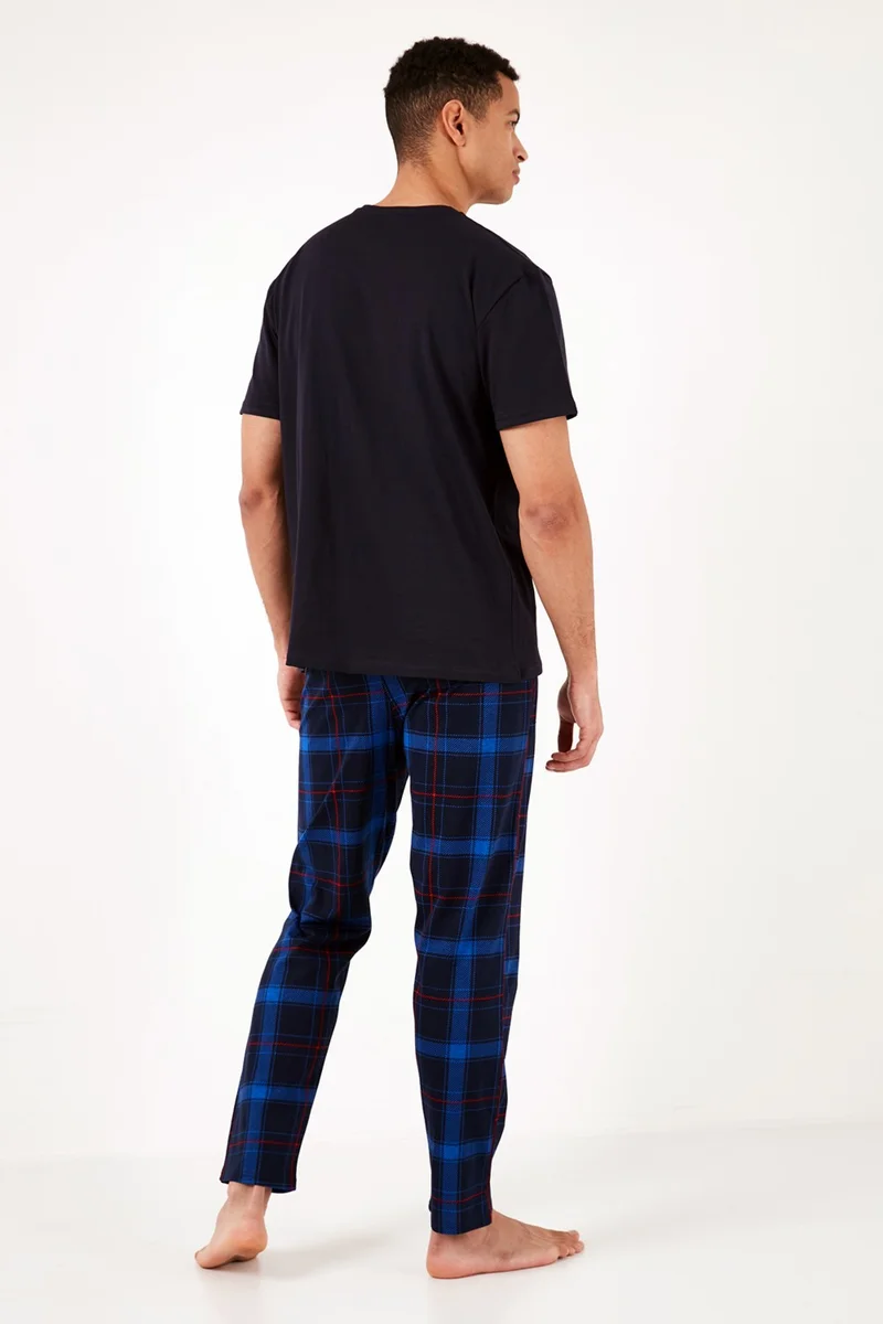 Buratti Plaid Cotton Regular Fit Short Sleeve Pajama Set Men's Pajama Set 6572002