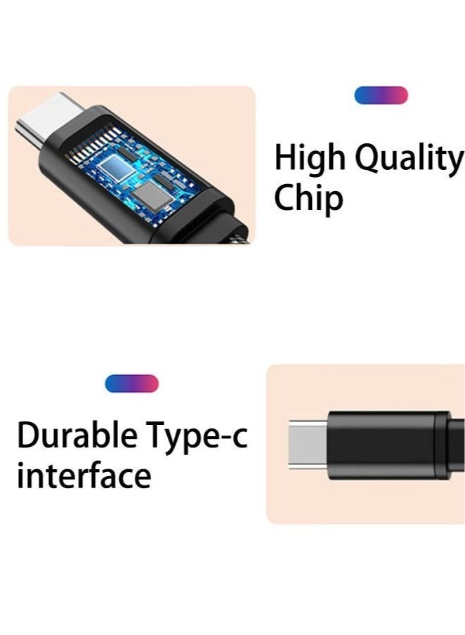 2-in-1 Type-c Braided Adapter Cable, 3.5mm Headphone Audio Converter Cable, Type C Cable with PD 60W Fast Charging, Type-c Port Compatible with Huawei, Samsung, Xiaomi, Notebook Computer (Black) - Image 3