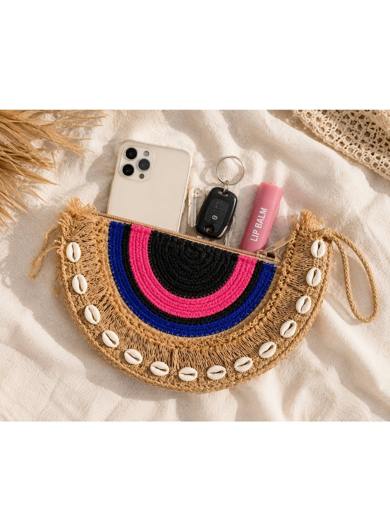 Generic Half Moon Straw Clutch Bag - Image 5