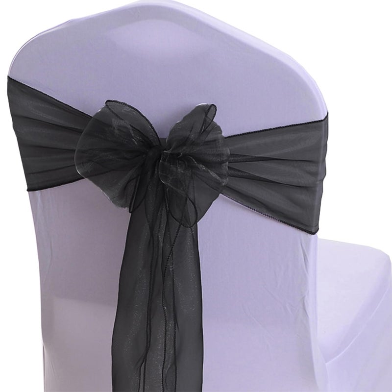 WENSINL WENSINL Pack of 50 Wedding Organza Gold Chair Bows Tulle Sheer Chair Sashes for Party Banquet Hotel Restaurant Birthday Engagement Bridal Shower Events Decorations 