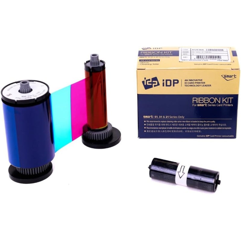 SMART-31 and SMART-51 Series ID Card Printer Ribbon - YMCKO Full-Color Resin Black and Overlay Panel Cleaning Roller Included 250 Cards Per Roll For Office, School, Government ID Issuance - Image 5