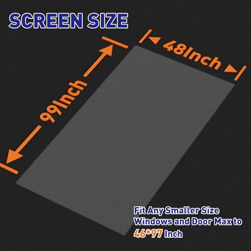MAGZO Window Screen Replacement Mesh 48"W x 99"L - DIY Adjustable Polyester Pet Proof Screen Door Mesh for Patio Sliding Doors Window Screen Repair Kit, Durable, Washable, Gray - Image 2