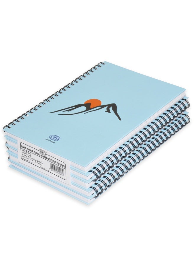 FIS دفتر ملاحظات مغلف صلب حلزوني، حجم A5 (14.8x21 سم)، خطوط مفردة، 100 ورقة، عبوة من 5 قطع - FSNBSA51902 - Image 1