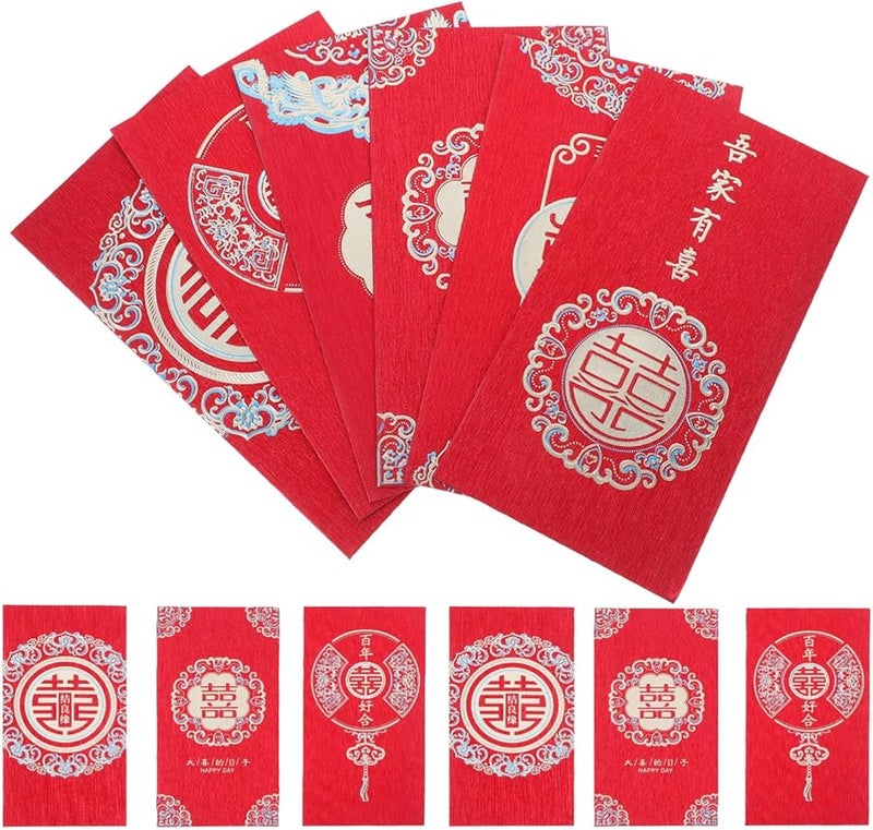 ظروف الزفاف الصينية التقليدية 24 قطعة جيوب حمراء للوجبات الخفيفة للاحتفالات بالعام الجديد - Image 1