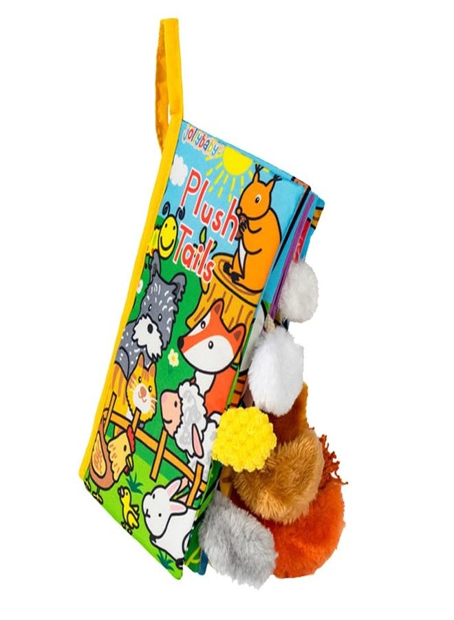 HECCEI Baby Cloth Books Baby Toys 0-6 Months Soft Cloth Book with Tail Touch and Feel Crinkle Books Sensory Toys for Infant Tummy Time Activity for 3 Months+, Plush Tails - Image 1