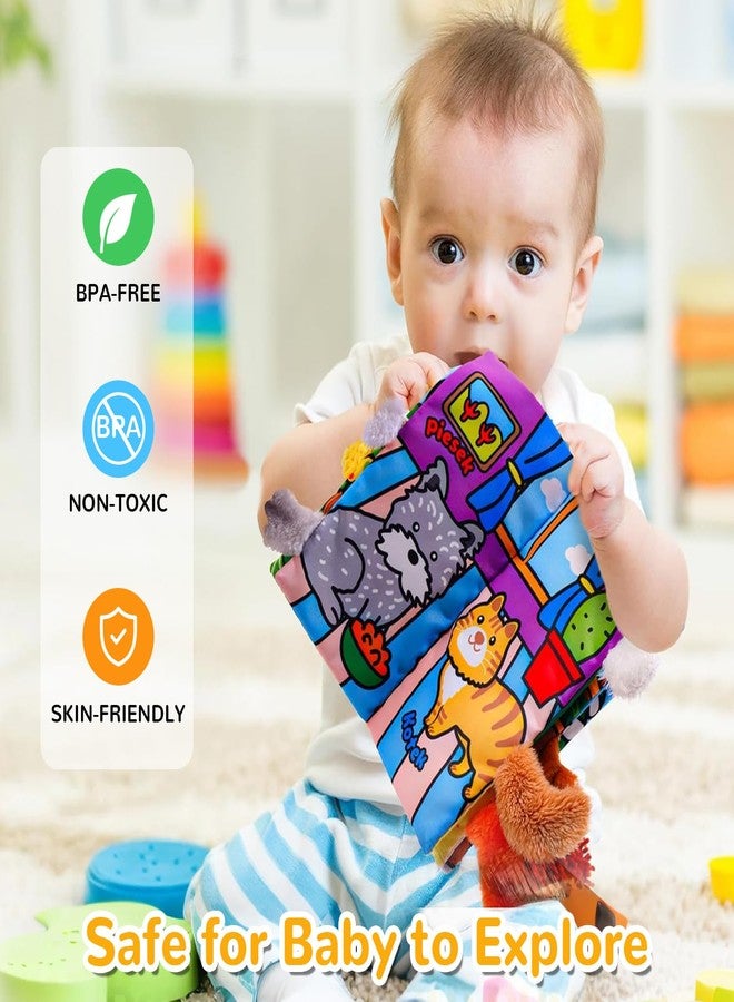HECCEI Baby Cloth Books Baby Toys 0-6 Months Soft Cloth Book with Tail Touch and Feel Crinkle Books Sensory Toys for Infant Tummy Time Activity for 3 Months+, Plush Tails - Image 5