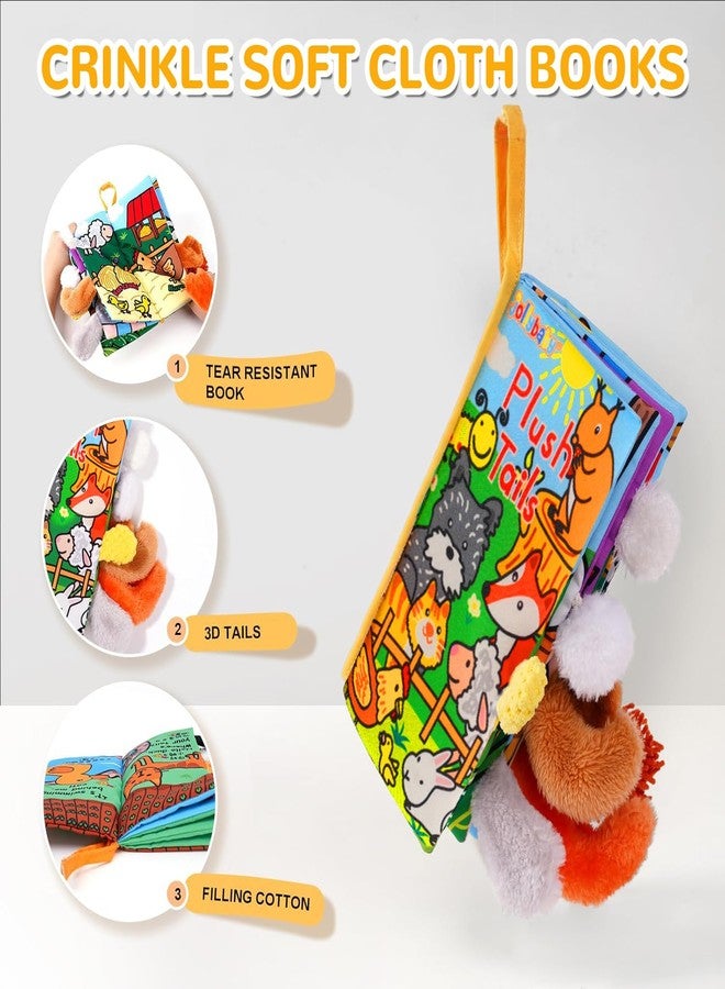 HECCEI Baby Cloth Books Baby Toys 0-6 Months Soft Cloth Book with Tail Touch and Feel Crinkle Books Sensory Toys for Infant Tummy Time Activity for 3 Months+, Plush Tails - Image 3