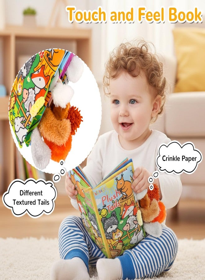 HECCEI Baby Cloth Books Baby Toys 0-6 Months Soft Cloth Book with Tail Touch and Feel Crinkle Books Sensory Toys for Infant Tummy Time Activity for 3 Months+, Plush Tails - Image 2